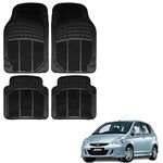 Autokaar Rubber Car Foot Mat for Honda Jazz Old (Set of 4, Black)