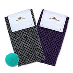 myHomeBody Extra Long Exfoliating Washcloth | Exfoliating Body Scrubber | Exfoliating Towel, Japanese Washcloth | 3D Texture Obsidian and Raisin Dots, Set of 2 with Bonus Facial Brush