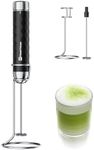 Maestri House Milk Frother Handheld， Eectric Whisk with Stepless Speed ​​Control, Rechargeable Blender with Stainless Steel Whisk and Stand, Drink Mixer for Matcha, Latte, Cappuccino, LunaFro 2.0