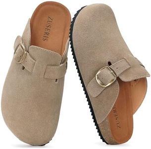 ZUSERIS Kids Suede Clogs Boys Girls Cork Potato Shoes,Taupe,10 C