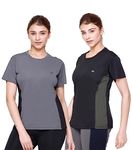 White Moon Women's Dry-Fit Gym T-Shirt Combo (Pack of 2) | Breathable & Moisture-Wicking Workout Tops | Half Sleeve Round Neck Activewear for Women | Ideal for Gym, Yoga, and Running Workouts