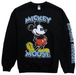 Disney Mickey Mouse & Minnie Mouse Pullover Sweatshirt (US, Alpha, X-Large, Regular, Regular, Mickey Black), Mickey Black, X-Large