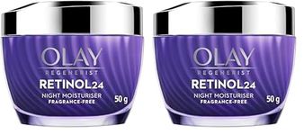 Olay Regenerist Retinol 24 Night Cream l Renews and Resurfaces Skin Overnight l No Redness or Irritation | Fragrance Free l Normal, Oily, Dry and Combination Skin l 50g (Pack of 2)