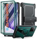 FNTCASE for Samsung Galaxy Note-20-ultra Case: with Belt-Clip Holster & Built-in Screen Protector & Kickstand, Full-Body Dual Layer Rugged Heavy Duty Shockproof Protective Cell Phone Cover 5G-Green