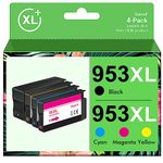 Gureef 953XL Ink Cartridges Multipack Replacement for HP 953 XL Ink Cartridges for Officejet Pro 7740 7720 8740 8730 8725 8720 8710 8218 8210 7730 8715 (Black Cyan Magenta Yellow，4-Pack)