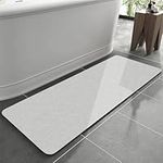 Wonninek Absorbent Bath Mat, 16" x 47" Diatom Mud Bathroom Shower Floor Mat, Anti Mould Easy Cleaning Drying Rug for Bedroom, Kitchen Counter, Toilet, Door, Light Grey