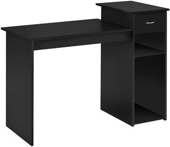 Yaheetech Bureau Informatique avec Tiroir Meuble de Bureau Table de Travail pour Ordinateur 112 x 50 x 82 cm 1 Tiroir et 2 Etagères Noir