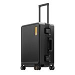 LEVEL8 Zipperless Suitcase Carry On Luggage with Aluminum Frame, 20 Inch Carry Suitcase with Wheels, Polycarbonate Hard Shell Suitcase with Double TSA, Black