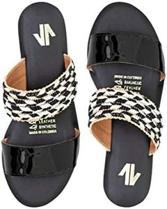 SILVIA COBOS Two Strap Slide Sandals Women Sandalias Planas de Mujer de Verano Negro/Black 6