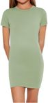 SHENHE Girl's Basic Short Sleeve Crew Neck Bodycon T Shirt Pencil Mini Dresses Green 12Y