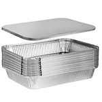 PLASTICPRO Disposable 4 LB Aluminum Takeout Tin Foil Oblong Baking Pans 12'' X 8'' X 2'' Inch With Cardboard Lids Bakeware - Cookware Perfect for Cakes, Lasagna, or Pack of 10 Pans and 10 Lids