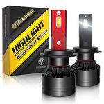 H7 LED Headlight Bulb, CAR ROVER 100W High Power 20,000LM Extremely Bright 6000K Conversion Kit Adjustable Beam (Pack of 2)