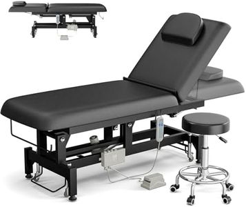 Icoget Electric Lift Massage Table for Esthetician, Facial Beds Treatment Table for Salon, Professional Physical Therapy Table Waxing Beds w/Adjustable Backrest, Stool Included, Black