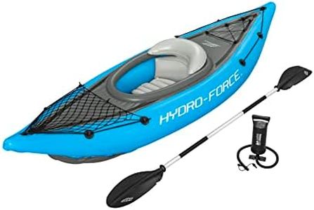 Bestway Hydro-Force Cove Champion | 1 Person Inflatable Kayak Set with Hand Pump, Paddles, Carry Bag, Blue, Blue, Grey, 275 x 81 x 45 cm