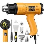 Heat Gun, SEEKONE 2000W Professional Hot Air Gun 50℃- 600℃ Variable Temperature Control with 2-Temp Settings, Overload Protection, Double Heating Wire Fast Heating, 7 Accessories for Shrinking PVC