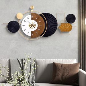 38.9X18inch Extra Large Wall Clock Battery Operated Decorative Modern Clocks for Living Room,Luxury Geometric Wall Clock Artistic Iron Wood Clocks for Suitable for Bed Room, Kitchen, Office