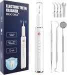 Docoss Electric Teeth Whitening Kit – Instant Teeth Stain Remover, Teeth Tartar Plaque Remover with 5 Adjustable Mode & 3 Replacement Head, Tooth Cleaning Kit with LED for a Brighter Smile
