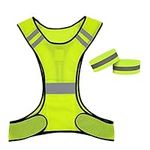 1 Piece of Reflective Vest, High-Visibility Safety Reflective Vest, Adjustable Waist Circumference,Suitable for Running, Cycling, Early Morning or Night Activities, With 2 Reflective Wristbands