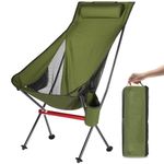 OKYUK Foldable Camping Chair High-Backed Chair with 2 Storage Bags and Carry Bag, Suitable for Outdoor Travel, Beach Chair, Hiking and Fishing for Adults(Wide Green)