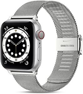 Witzon Compatible with Apple Watch SE Band, Adjustable Stainless Steel Metal Straps for iWatch Apple Watch Bands Series 7 45mm 41mm Series 6 5 4 42mm 44mm Series 3 40mm 38mm for Women Men