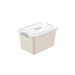 KREPS Plastic Storage Bins With Latching Lids Stackable Storage Containers For Organizing Large Storage Box For Bedroom, Basement, Classroom, Camping, Office (CREAM, PACK OF - 1, SMALL 6-LITER)