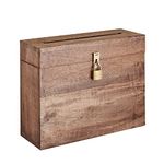 Wedding Card Box with Card Slit and Lock 12"X10"X4.5"- Distressed Finish Gift Card Box Wishing Well Card Box for Weddings, Receptions, Birthdays, Graduations, Baby Showers, Honeymoon Funds (Walnut)