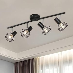 Track Lighting Kit, 4 Way Ceiling Track Light Kit with Baked Enamel Finish, Angle Adjustment Light Head, Ceiling Spot Lighting for Kitchens, Bedrooms, Restaurants, Bars