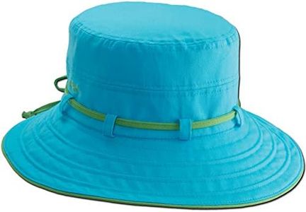 Panama Jack Women's Contrast Cotton Bucket Sun Hat with Sizing Tie, 3" Brim (Turquoise)