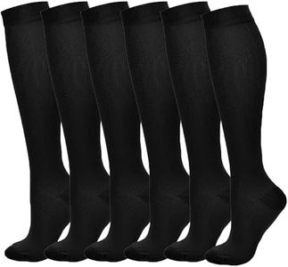 6 Pack Compression Socks Women 15-20 mmHg Knee High Mens Gradient Compression Stockings for Nurses Running Medical Athletic Edema Diabetic Varicose Veins Travel Flight Pregnancy (Black,XXL)