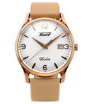 Tissot Unisex-Adult Heritage Visodate 316L Stainless Steel case with Rose Gold PVD Coating Swiss Quartz Watch, Brown, Leather, 20 (T1184103627701), Brown, Quartz Watch