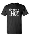 MY WIFE IS PSYCHOTIC hot - Funny GAG GIFT - Mens Cotton T-Shirt, L, Black