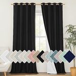 NICETOWN Black Out Curtains for Bedroom Doorway Livng Room, Complete Blackout Linen Curtain Shades, Halloween Window Curtain 2 Panels with White Lined, 52 inches Width by 95 inches Length