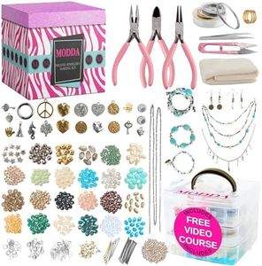 Modda Deluxe Jewellery Making Kit - Crafts for Adults, Teens, Girls, Beginners, Women - Includes Instructions, Beads, Charms, Findings, Pliers, Beading Wire, Storage for Necklace, Bracelet, Earrings