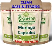 Moringa Oleifera | 180 Capsules High Strength Extract 500mg 10:1 Equivalent to 5000mg | Vegan & Vegetarian 5greens