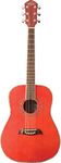 Oscar Schmidt 6 String OGHS 1/2 Size Dreadnought Acoustic Guitar. Trans Red, Transparent (OGHSTR-A)