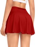 Pleated Tennis Skirt for Women with Shorts Golf Skort with Pockets High Waist Athletic Sports Mini Skirt (Red,S)