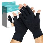 Vive Fingerless Copper Arthritis Gloves Black (Medium)