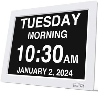 American Lifetime 【New 2024 Dementia Clock Large Digital Clock for Seniors, Digital Clock Large Display, Custom Alarms, Clock with Day & Date for Elderly, Large Number Digital Clock White, 15 Inch