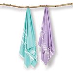 Mush 100% Bamboo Light Weight & Ultra-Compact Turkish Towel Super Soft, Absorbent, Quick Dry, Anti-Odor Bamboo Towel for Bath, Travel, Gym, Swim and Workout (2, Aqua Blue & Lavender),250 tc