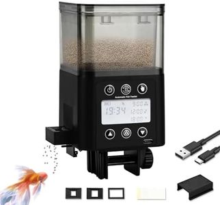 Podazz Automatic Fish Feeder - USB Rechargeable 320ML Large Capacity Aquarium Fish Food Dispenser with LCD Display, Moisture Proof Electric Timer Feeder of Fish Tank for Vacation Weekend Holiday