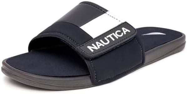 Nautica Men's Bower Athletic Slide, Adjustable Straps Comfort Sandal-Grey-9
