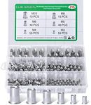 Rivet Nut, 215PCS 6 Sizes - M3 M4 M5 M6 M8 M10 304 Stainless Steel Rivnut Kit, Flat Head Threaded Insert Nutserts Assortment Set for Automotive Furniture