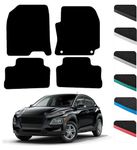 GCM - Car Floor Mats for Hyundai Kona Hybrid 2017 To 2023 Full Coverage Floor Protection - Anti Slip & Fit Car Mat with Clips Easy to Clean Car Carpet for All-Weather- Black Edging, Carpet