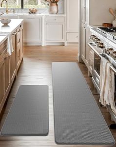 Homergy Anti Fatigue Kitchen Mats for Floor 2 Piece Set, Memory Foam Cushioned Rugs, Comfort Standing Desk Mats for Office, Home, Laundry Room, Waterproof & Ergonomic, 44 x 77 and 44 x 150