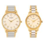 hsmt Gold-plated Men Ht-002 Premium Analogue Couple Watch (White Dial Multicolour Colored Chain) (Pack Of 2)