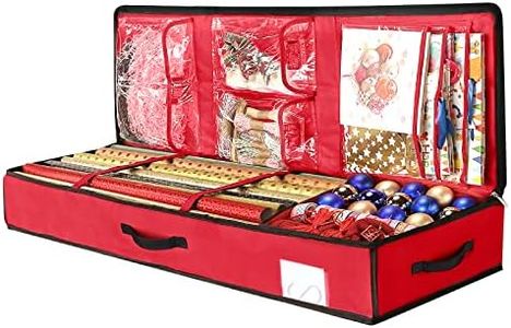 SumDirect Wrapping Paper Storage Containers - Red Underbed Gift Wrap Organizer Bags, 14x40inch Christmas Gift Wrap Organizer Fits Up to 24 Rolls