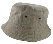 Gelante Solid Color 100% Cotton Bucket Hat for Women and Men Packable Travel Summer Beach Hat, Khaki, Large-X-Large