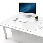 IMPRESA 20"x 36" Tempered Glass Computer Desk Mat, Clear Glass Desk Pad for Protecting Your Desk, Keyboard, or Computer Monitor, Dry Erase, Reinforced Glass Table Top Protector for Home or Office