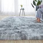 Blivener Luxury Shaggy Soft Area Rug Tie-Dyed Faux Fur Indoor Fluffy Non-Slip Rugs Modern Home Decor For Bedroom,Kidsroom,Living Room Grey 150x240CM