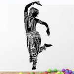 StickMe 'Beautiful Indian Classical Dance - Bharatanatyam - Woman Dancer - Creative - Colorful - Wall Sticker' -SM818 (Multi Colour, Vinyl - 100cm X 40 cm)